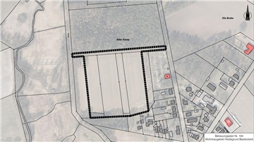 Das geplante Badenstedter Baugebiet Heidegrund soll im Norden des Dorfes zwischen dem Heuweg (links) und dem Heideweg westlich des Friedhofes entstehen.
