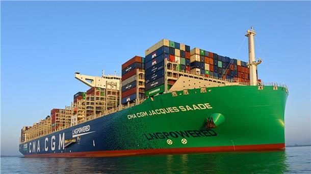 Das größte Containerschiff der Welt: die „CMA CGM Jaques Saade“.