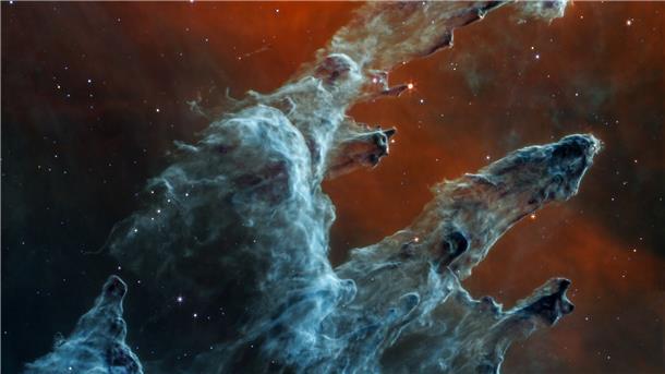 „James Webb“-Teleskop zeigt „Säulen der Schöpfung“ Das „James Webb“-Weltraumteleskop der NASA/ESA/CSA hat „Die Säulen der Schöpfung“ im mittleren Infrarotbereich aufgenommen.