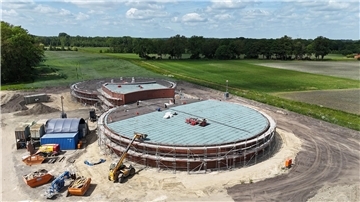 Das künftige Speicherpumpwerk Kneheim: Es besteht aus zwei Trinkwasserbehältern mit einem Fassungsvermögen von jeweils 5000 Kubikmetern.