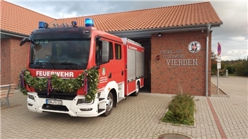 Das neue Tragkraftspritzenfahrzeug der Vierdener Feuerwehr verfügt über einen Wassertank, der bis zu 750 Liter fasst.