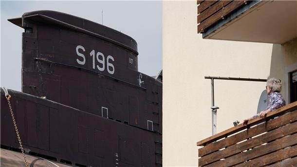 Mit dem U-Boot durch Speyer Das sieht man auch nicht alle Tage. Ein U-Boot zieht am Balkon vorbei.