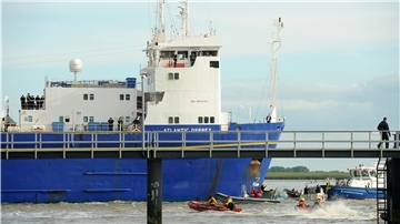 Das Transportschiff „Atlantic Osprey“ diente im Jahr 2012 als Transportschiff für atomare Brennelemente.