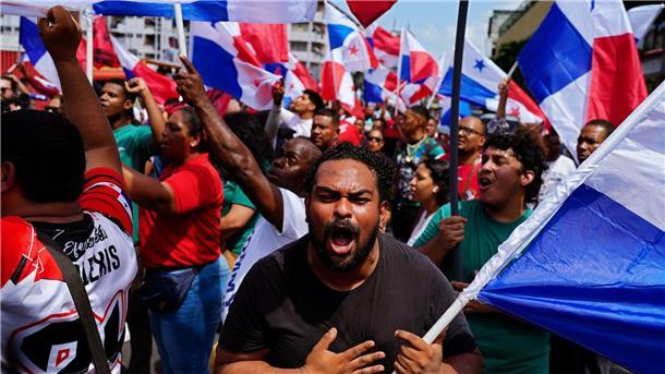 Rubio: Chinas Einfluss über Panamakanal inakzeptabel Demonstranten protestierten gegen die US-Ansprüche auf den Panamakanal.