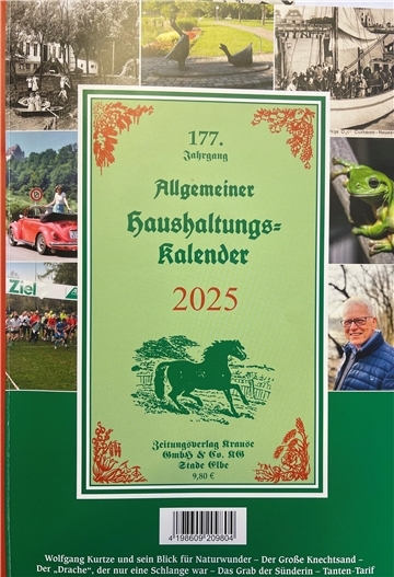 Der 177. Jahrgang Allgemeine Haushaltungs-Kalender wird zum Preisvon 9.80 Euro im Kundencenter der Bremervörder Zeitung verkauft.