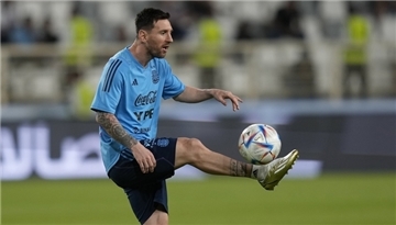 Der argentinische Nationalspieler Lionel Messi während einer Trainingseinheit.