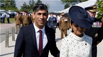 Der britische Premierminister Rishi Sunak und seine Frau Akshata Murty.