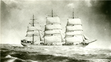Ansicht des Segelschiffs Najade