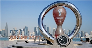 Die Countdown-Uhr für die Fußball-Weltmeisterschaft 2022 in Katar.