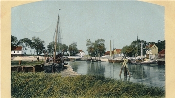 Der Großensieler Hafen auf einer alten Postkartenansicht. 