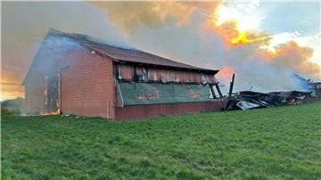 Der in Brand stehende Stall