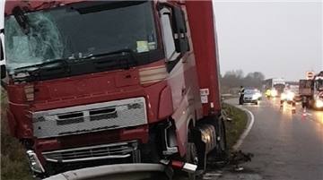 Der Lkw kam nach rechts von der Straße ab.