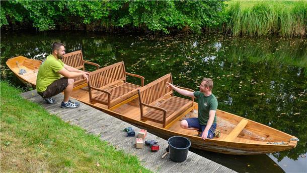 Neue Bauart für alte Kähne Der neue Spreewald-Kahn wird aus verleimten Holzplatten gebaut.