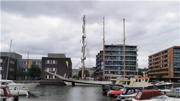 Der polnische Segler „Pogoria“ hat am Neuen Hafen festgemacht.