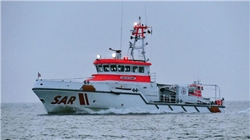 Der Seenotrettungskreuzer „Anneliese Kramer“ im Einsatz in der Nordsee (2021).