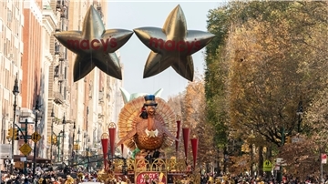 Der Tom-Truthahn-Wagen während der Macy’s Thanksgiving Day Parade am Central Park West.