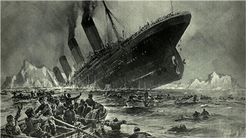 Der Untergang der Titanic nahe Cap Race (Neufundland) ist auf einem Gemälde festgehalten.