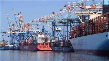 Schiffe an den Containerterminals