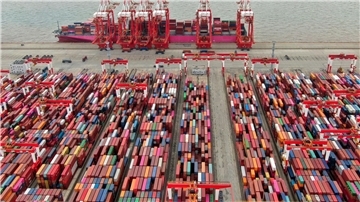 Der Yangshan-Containerhafen in Shanghai.