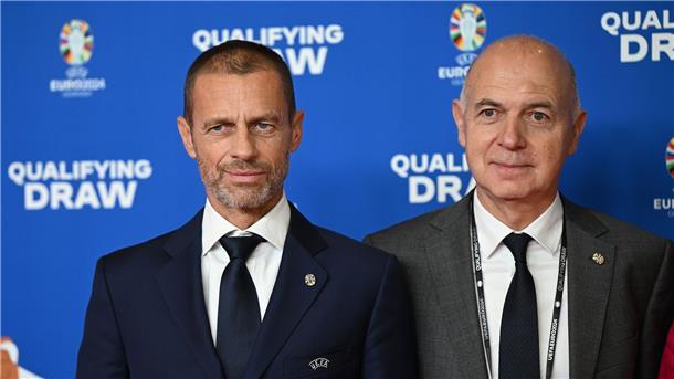 FIFA und die Weltpolitik: Alles Trump, oder was? DFB-Chef Neuendorf (r) gehört neben UEFA-Präsident Aleksander Ceferin zur Europa-Fraktion.
