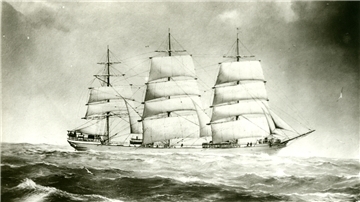 Die 1888 auf der Geestemünder Tecklenborg-Werft gebaute „Najade“ war ein als Vollschiff getakelter Dreimaster.
