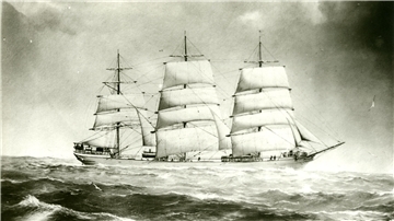 Die 1888 auf der Geestemünder Tecklenborg-Werft gebaute "Najade" war ein als Vollschiff getakelter Dreimaster.