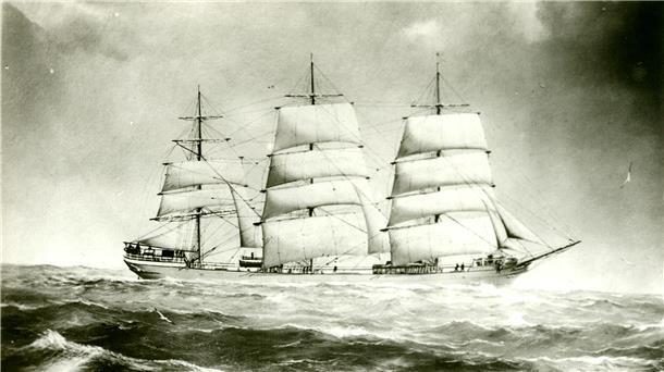 Die 1888 auf der Geestemünder Tecklenborg-Werft gebaute "Najade" war ein als Vollschiff getakelter Dreimaster.