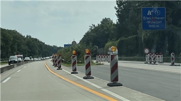 Die A27-Abfahrt Wulsdorf in Richtung Bremen ist seit Freitag gesperrt.  