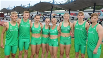 Die Athleten des TSV Wehdel konnten mehrere Endkampfplatzierungen erreichen: Niklas Bent Raschen (von links), Simon Weißflog, Jule Graw, Hannah Pöhl, Sabine Lehmann, Kaja Suhrhoff, Ole Stein und Tim Roth.