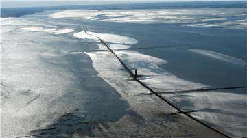 Blick auf die Fahrrinne in der Nordsee. 