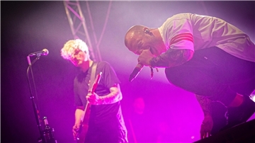 Die Band Drei Meter Feldweg wird im Juli beim Deichbrand-Festival in Nordholz auf der Bühne stehen. Dieses Foto zeigt sie bei einem Auftritt 2024 auf dem Hurricane in Scheeßel.