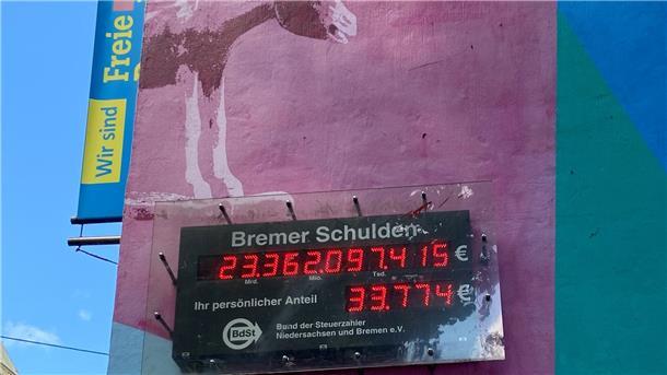 Bremer Schuldenuhr läuft wieder Die Bremer Schuldenuhr läuft wieder