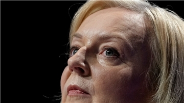 Die britische Premierministerin Liz Truss  auf dem Parteitag der Konservativen in Birmingham.