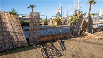 Blick auf Beachbar