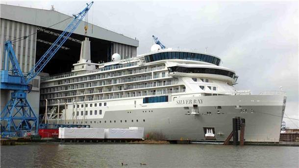 Neues Kreuzfahrtschiff „Silver Ray“ wird ab Sonntagnacht überführt Kreuzfahrtschiff "Silver Ray" bei der Meyer Werft in Papenburg