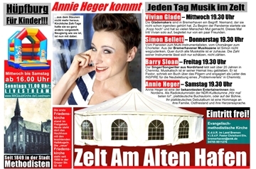 Die Friedenskirche Bremerhaven lädt im Stil der Regenbogen-Presse zu ihren Zelttagen mit Livemusik, Talk, Imbiss, Gebeten und Kinderaktionen ein.