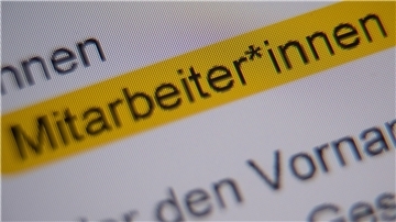 Die Anrede «Mitarbeiter*innen» ist in einer behördlichen Handreichung auf einem Bildschirm zu sehen. 