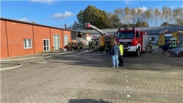 Die Feuerwehr bei den Löscharbeiten.
