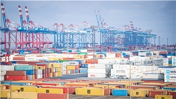 Container in Hafen.