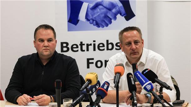 Die Gewerkschafter David Lüdtke (links) und Benjamin Gruschka (Archivbild) 