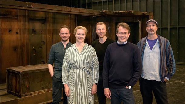 Operndramaturg Markus Tatzig, Sopranistin Signe Heiberg, Regisseur Philipp Westerbarkei, Dirigent Marc Niemann und Kostümbildner Tassilo Tesche