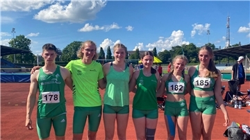 Die Leichtathleten des TSV Wehdel kehrten erfolgreich von den Bezirksmeisterschaften aus Verden zurück (von links): Lasse Daut, Loris Kroisandt, Kaja Suhrhoff, Hannah Zülch, Hannah Pöhl und Malin Sulenski. Es fehlen die Wehdeler Inken Iversen, Carlotta Schmidt und Lars Christian Henning.