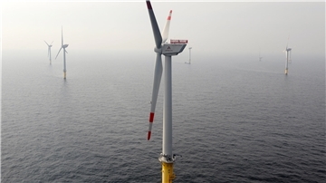 Der Offshore-Windpark "Alpha Ventus" vor der Nordseeinsel Borkum.