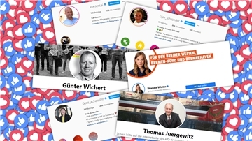 Social Media-Profile von Direktkandidaten für den Bundestag.