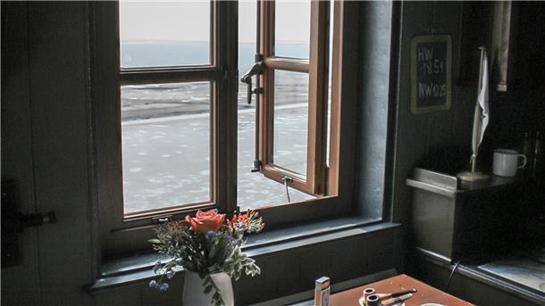 Blick aus dem Arbeitszimmer im Leuchtturm Obereversand