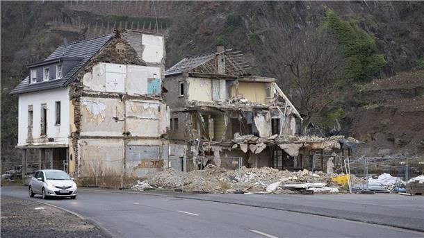 Die Ruine eines bei der Flutkatastrophe im Sommer 2021 zerstörten Hauses.