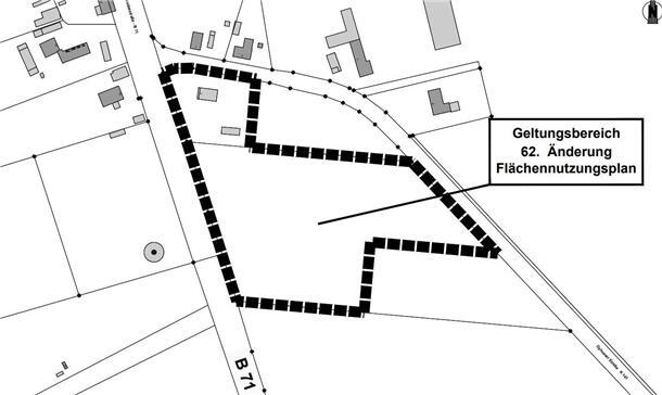 Die schwarz markierte Fläche zwischen B 71 und Gyhumer Straße im Süden Wehldorfs kommt nach Ansicht der Landesregierung als Gewerbegebiet in Frage. Das will die Gemeinde Gyhum nicht hinnehmen. Sie pocht darauf, das gesamte Dreieck zwischen den Straßen zu erschließen.