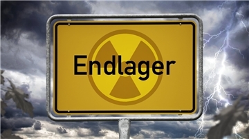 Ein Ortsschild mit dem Schriftzug "Endlager".
