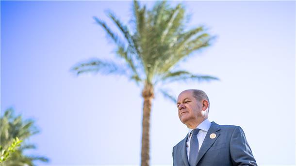 „Die Zeit wird knapp“: Bundeskanzler Olaf Scholz in Scharm el Scheich.