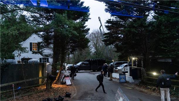 Weitere geheime Unterlagen in Bidens Privathaus entdeckt Die Zufahrt zum Haus von US-Präsident Joe Biden in Wilmington.
